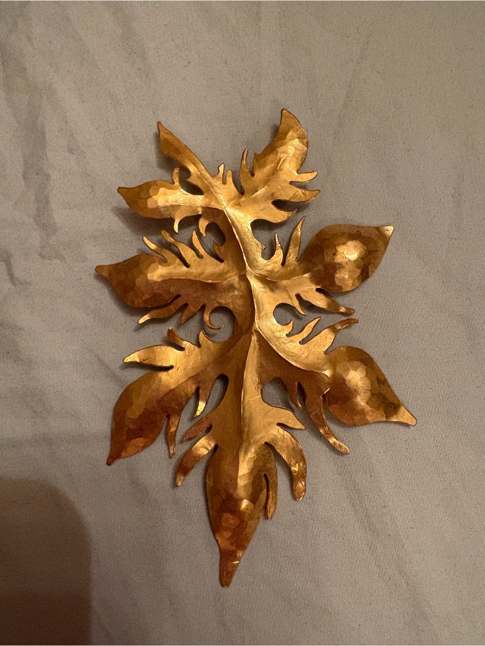 Gold Leaf Motif Brooch - Elegant Gold-Tone Women's Jewelry